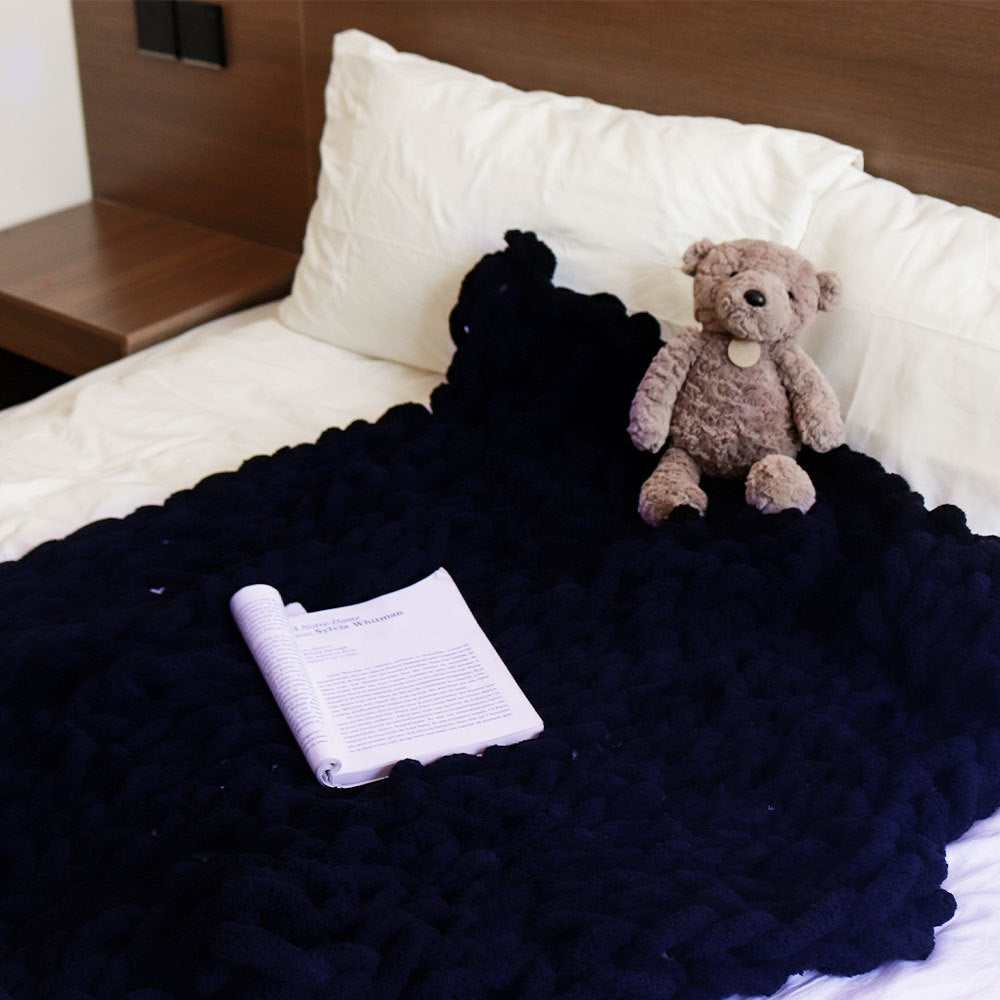 Thick Handwoven Chenille Knitted Throw Blanket
