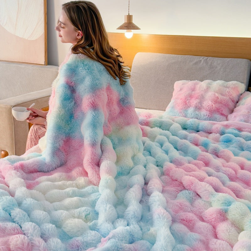Double-Sided Tie-Dye Velvet Blanket