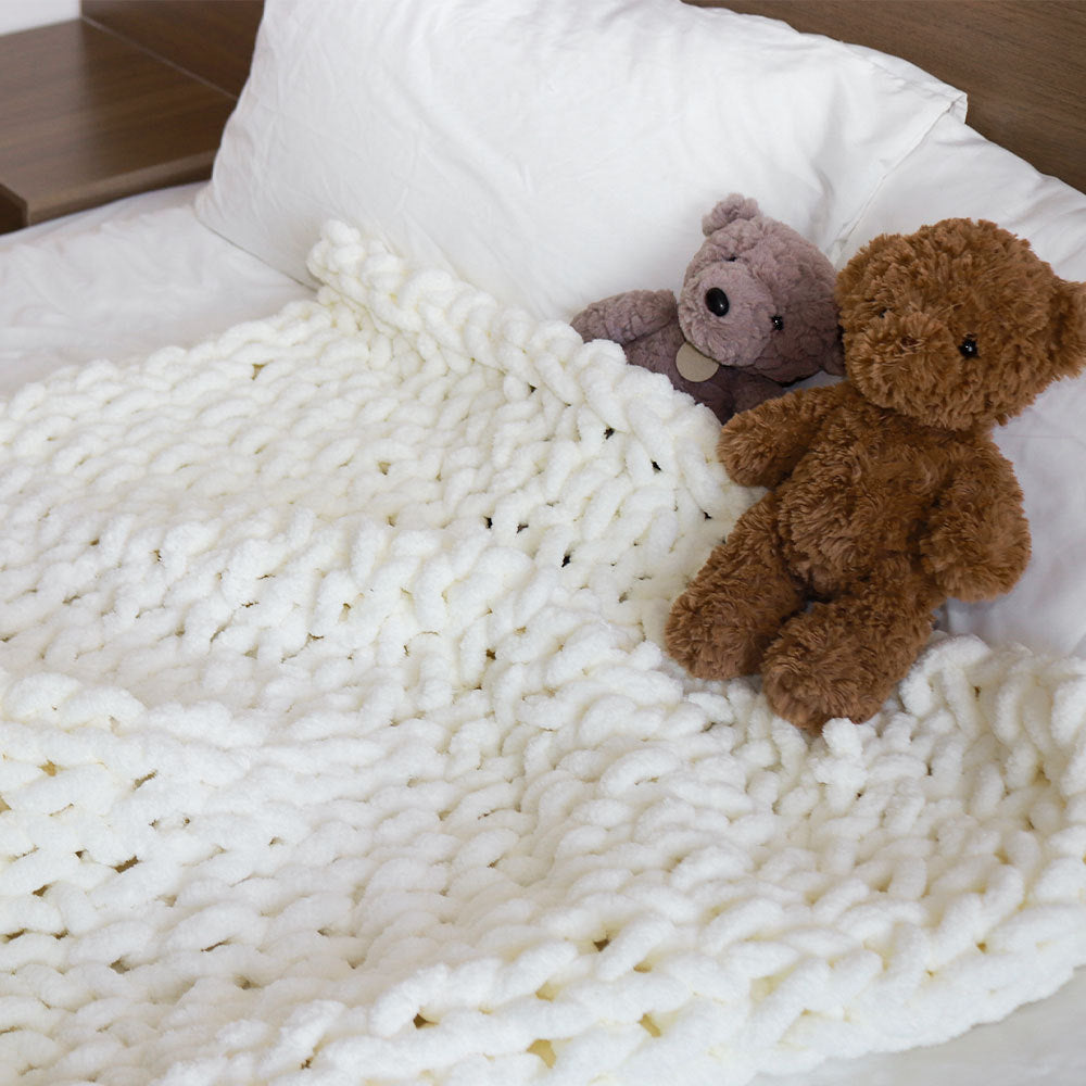 Thick Handwoven Chenille Knitted Throw Blanket