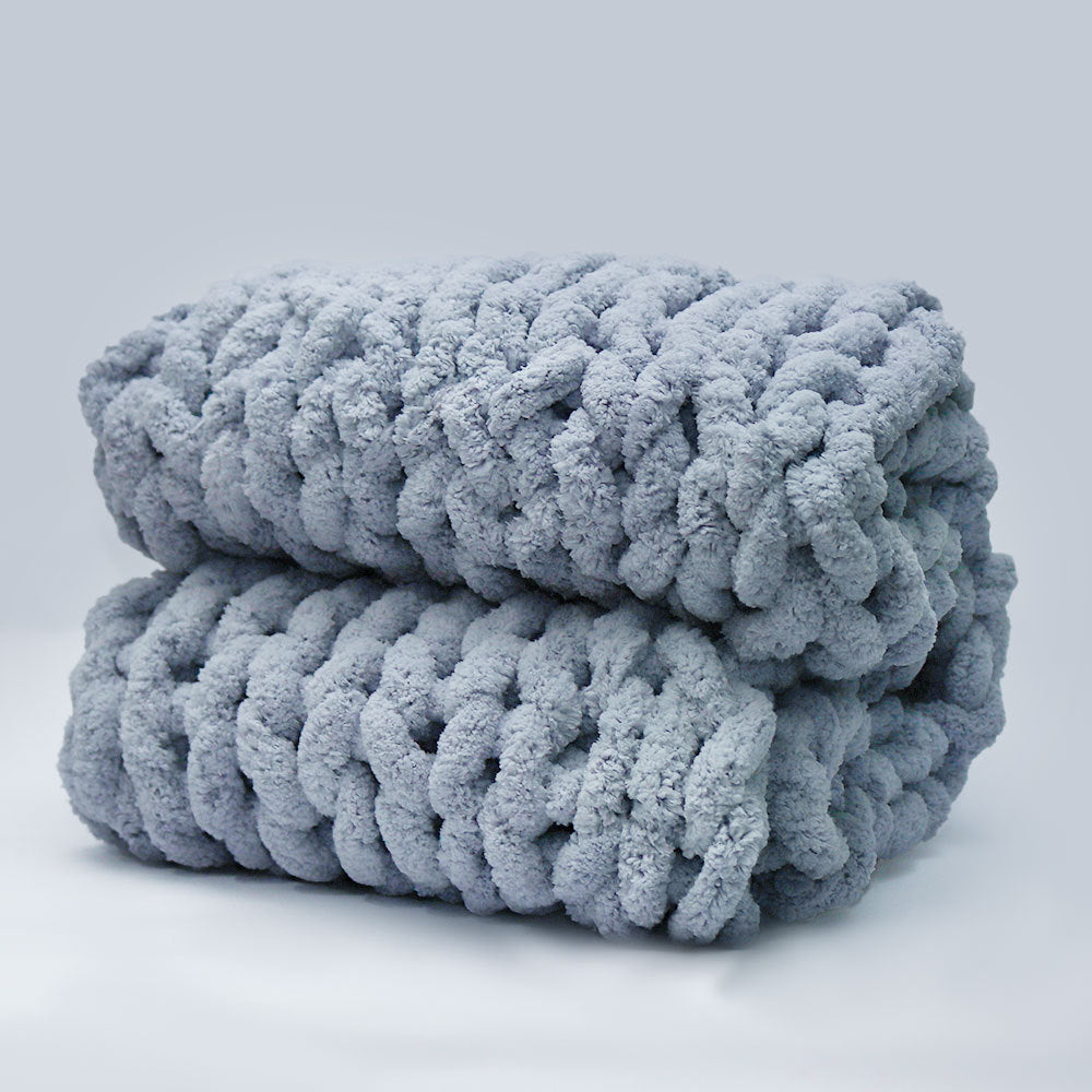 Thick Handwoven Chenille Knitted Throw Blanket