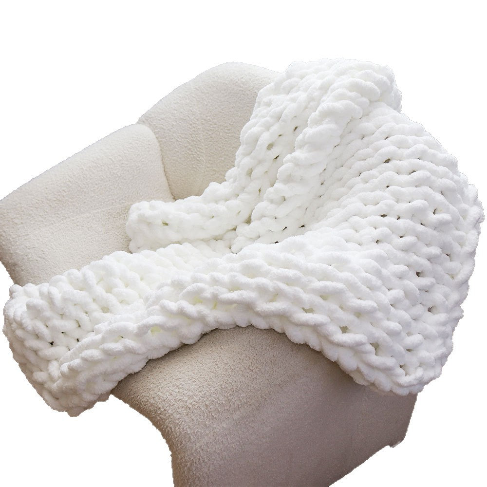 Thick Handwoven Chenille Knitted Throw Blanket