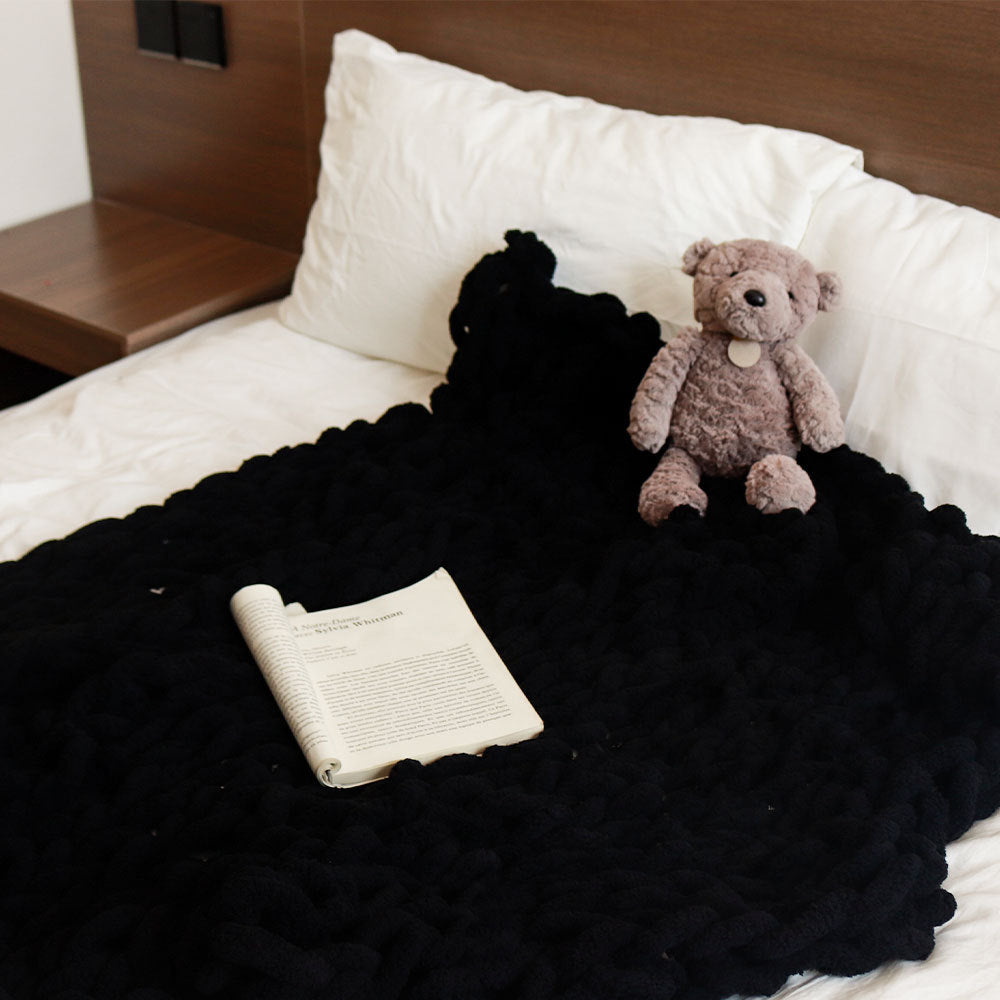 Thick Handwoven Chenille Knitted Throw Blanket