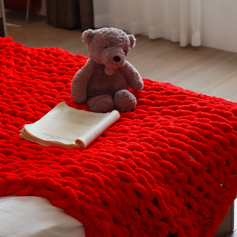 Thick Handwoven Chenille Knitted Throw Blanket