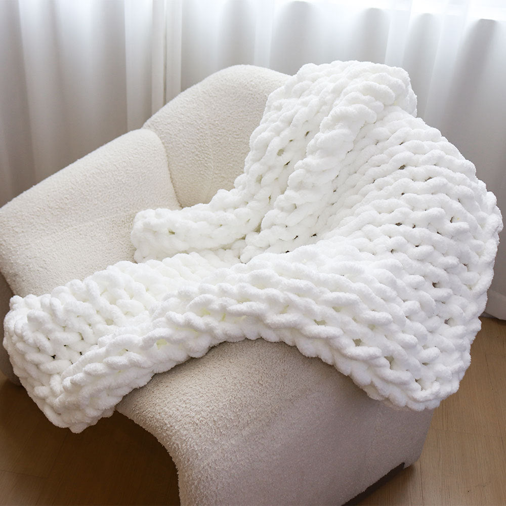 Thick Handwoven Chenille Knitted Throw Blanket