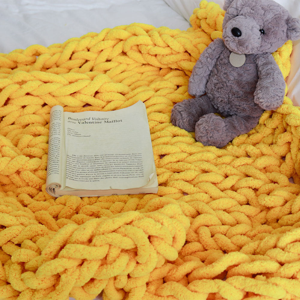 Thick Handwoven Chenille Knitted Throw Blanket