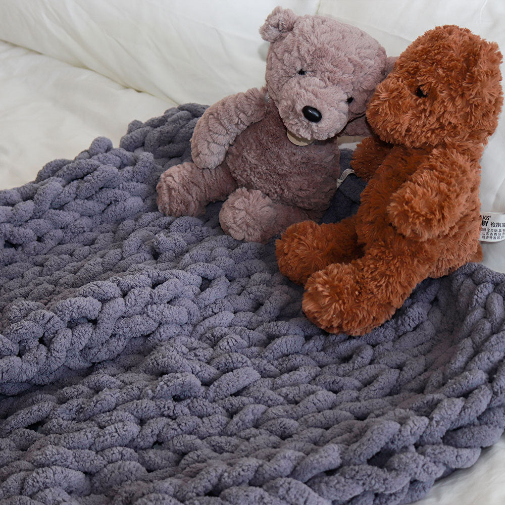 Thick Handwoven Chenille Knitted Throw Blanket